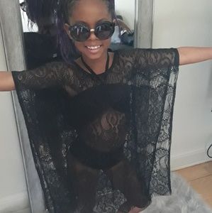 Girls kids 3 piece bikini plus lace cover up